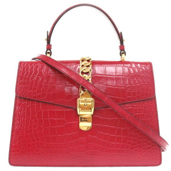 Gucci Sylvie crocodile leather handbag red - Picture 1 of 8